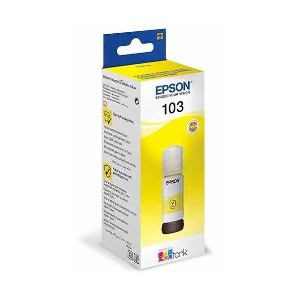 Encre Epson 103 Jaune (65 ml) - Solution Économique et Haute Qualité pour Imprimantes EcoTank L5190, L3156, L3150, L3111, L3110, L1110