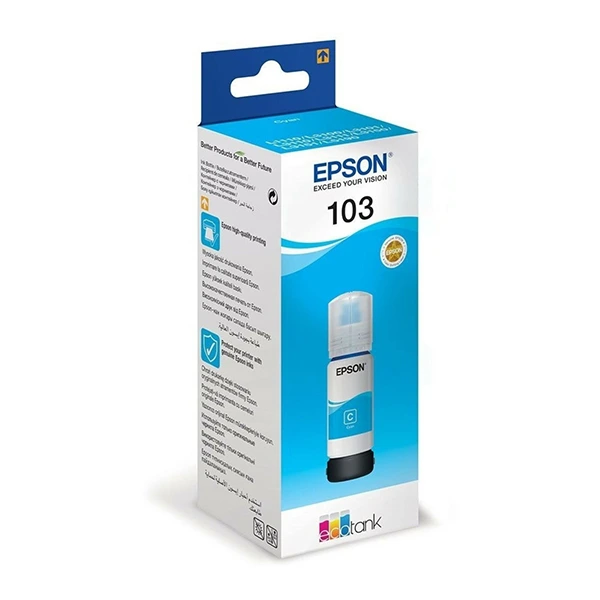 Epson 103 Cyan - Bouteille d'encre Epson EcoTank d'origine - 65ml - Haute qualité et performance exceptionnelle