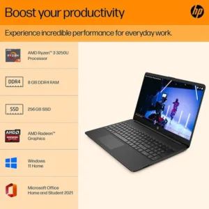 HP 15s-eq1011ns Laptop 15,6" FHD, AMD Ryzen 3 3250U, 8GB RAM, 256GB SSD, Windows 11, Noir 3 hp 15s eq1011ns laptop 156 fhd amd ryzen 3 3250u 8gb ram 256gb ssd windows 11 noir bon prix maroc casa rabat tanger maxfor systeme 2