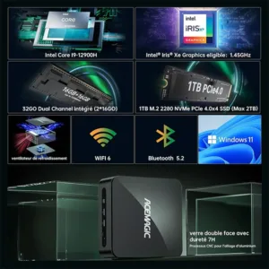 ACEMAGIC F1A Mini PC - Intel Core i9-12900H, 32 Go DDR4, 1 To PCIe 4.0 SSD, Iris Xe Graphics, Wi-Fi 6, 4K UHD, Windows 11 7 acemagic f1a mini pc intel core i9 12900h 32 go ddr4 1 to pcie 4 0 ssd iris xe graphics wi fi 6 4k uhd windows 11 bon prix maroc casa rabat tanger maxfor systeme 6