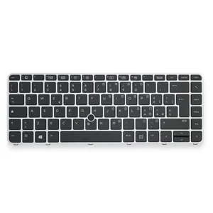 Clavier HP EliteBook 745 G2/G3/G4, 840 G3/G4, 850 G3 QWERTY Rétroéclairé avec Trackpad - Cadre Argenté Professionnel