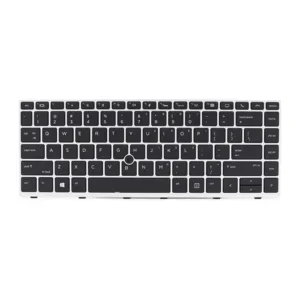 Clavier HP EliteBook 745 G5 G6, 840 G5 G6, AZERTY avec Cadre Argenté - Sans Rétroéclairage ni Point de Souris