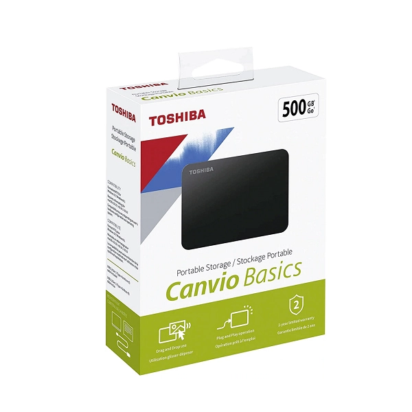 Disque Dur Externe Toshiba 500 Go - USB 3.2 Haute Vitesse, Compact et Fiable