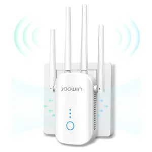 JOOWIN Répéteur WiFi 1200 Mbps Double Bande, Amplificateur de Signal avec 4 Antennes, Modes Répéteur/AP/Routeur, Couverture 360° & Installation Facile