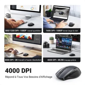 Souris Sans Fil Ugreen MU006 - Design Ergonomique Ambidextre, 6 Boutons Programmables, Portée 15m, Technologie Optique 2,4 GHz 4 souris sans fil ugreen mu006 design ergonomique ambidextre 6 boutons programmables portee 15m technologie optique 24 ghz bon prix maroc casa rabat tanger maxfor systeme 3