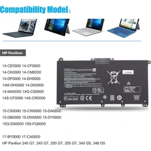 Batterie Compatible HP Pavilion | 4 Cellules, 3550mAh, HT03XL 11,55V 41Wh Li-ion, Technologie Lithium-ion 4 batterie compatible hp pavilion 4 cellules 3550mah ht03xl 1155v 41wh li ion technologie lithium ion bon prix maroc casa rabat tanger maxfor systeme 3