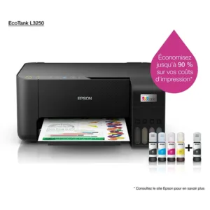 imprimante multifonction jet encre epson ecotank l3250 reservoirs rechargeables wi fi impression haute resolution 5760 dpi jusqua 8100 pages en noir bon prix maroc casa rabat tanger maxfor syste3 1
